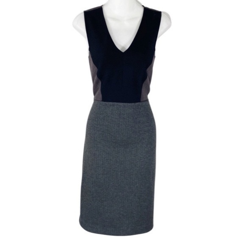 NWT Loft Black Gray Purple Colorblock V-neck Sheath Dress 2 B21